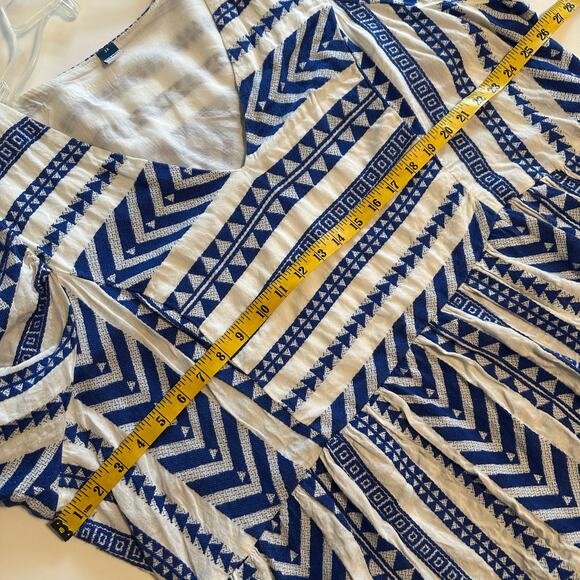 Old Navy V-Neck Swing Dress Womens Size 3X Blue White Jacquard Aztec Boho Mini - Picture 8 of 8